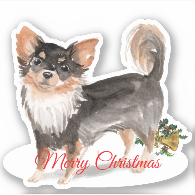 Merry Christmas Long H. Chihuahua Custom-Cut Vinyl (Front)