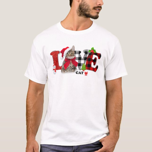 Merry Christmas Love Cats Cats Lover Xmas T-Shirt (Front)