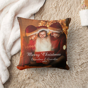 Merry Christmas Love Grandma Grandpa Photo Cushion