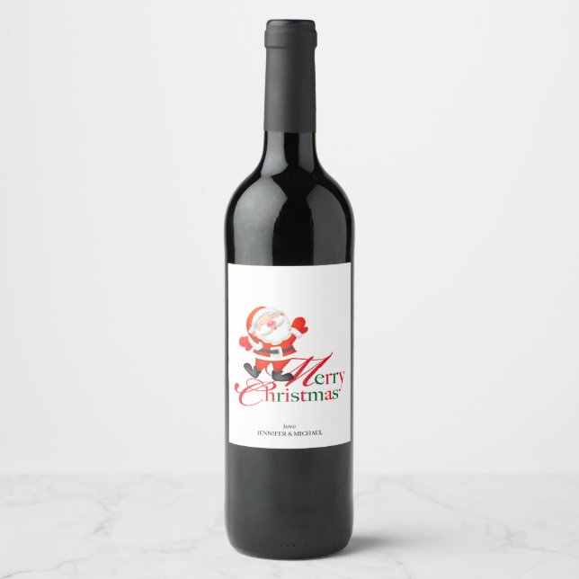 Merry Christmas Love Santa Claus Wine Label (Front)