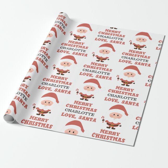 Merry Christmas | Love Santa Gift Wrapping Paper (Unrolled)