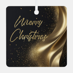 Merry Christmas Luxe Black Gold Metal Tree Decoration
