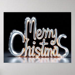 Merry Christmas Luxury Typography Poster Paper H37