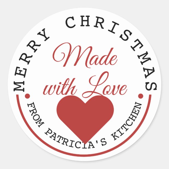 Merry Christmas Made With Love Classic Round Sticker (Front)
