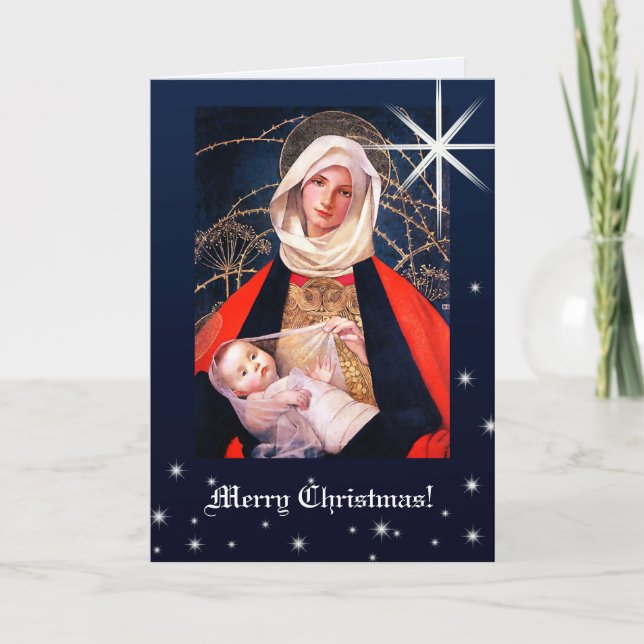 Merry Christmas. Madonna and Child Christmas  Holiday Card (Front)