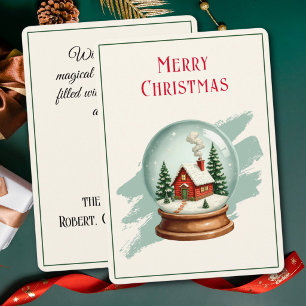 Merry Christmas Magic Snow Globe Holiday Card