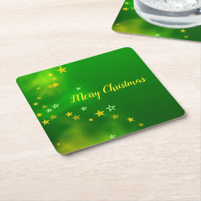 Merry Christmas ,Magic stars Square Paper Coaster (Angled)
