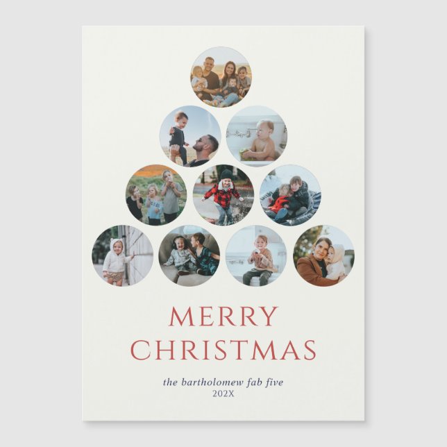 Merry Christmas Magnet 10 Photos Red  (Front)