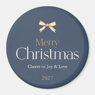 Merry Christmas Magnet with Gold Bow