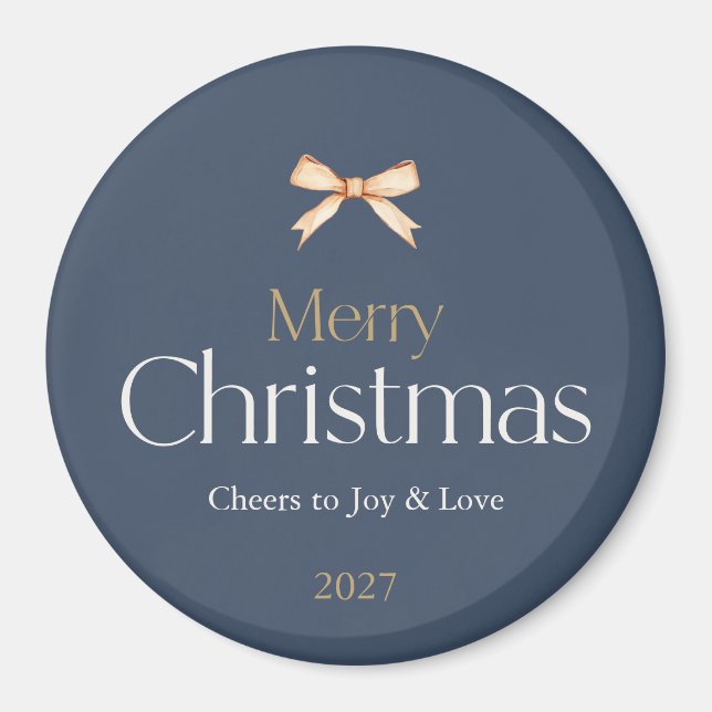 Merry Christmas Magnet with Gold Bow (Front)