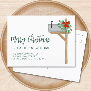 Merry Christmas Mailbox Announcement Postcard