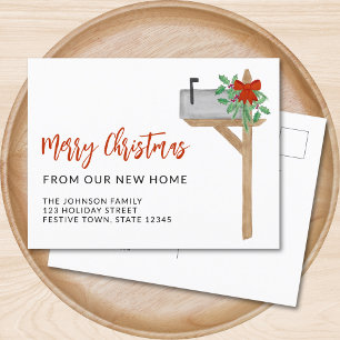 Merry Christmas Mailbox Moving  Announcement Postcard