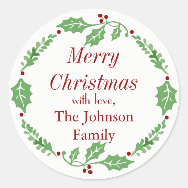 Merry Christmas Mailing Family Name Stickers (Front)