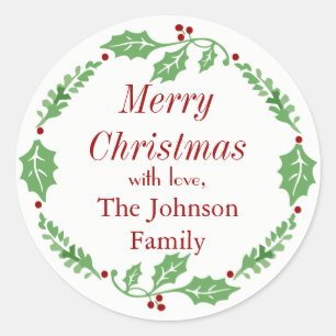 Merry Christmas Mailing Family Name Stickers