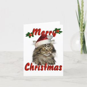 Merry Christmas Maine Coon Cat Holiday Card