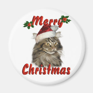 Merry Christmas Maine Coon Cat Magnet