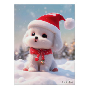 Merry Christmas, Maltese Dog Puppy 01 - Happy Chri Poster