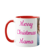 Merry Christmas Mama Personalised Photo Mug | Red
