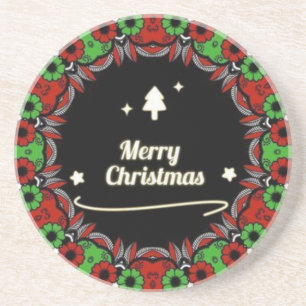 Merry Christmas mandala designs Coaster