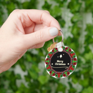 Merry Christmas mandala designs Key Ring