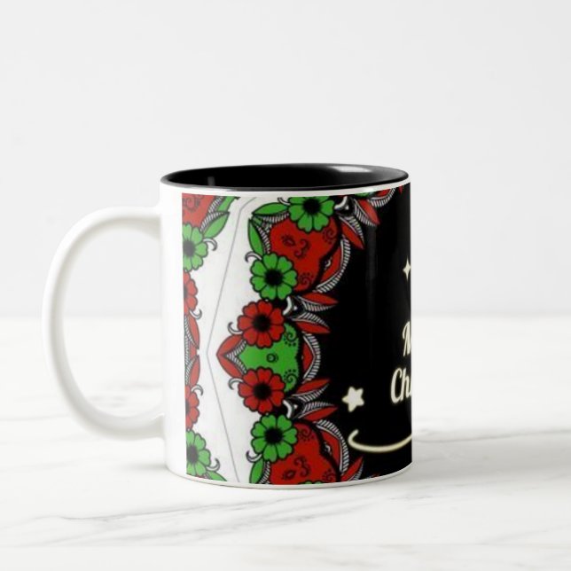 Merry Christmas mandala designs Two-Tone Coffee Mug (Left)