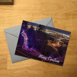 Merry Christmas Manitou Incline Lighted Tree Card