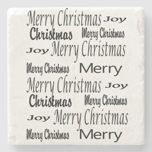 Merry Christmas Marble Stone Coaster, Joy   Coaster (Front)