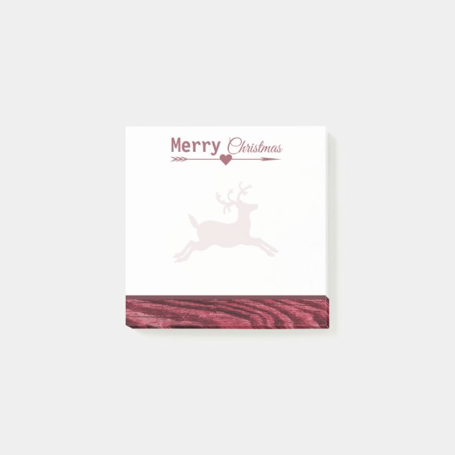 Merry Christmas Marsala Rustic Reindeer 3x3 Post-it Notes (Front)
