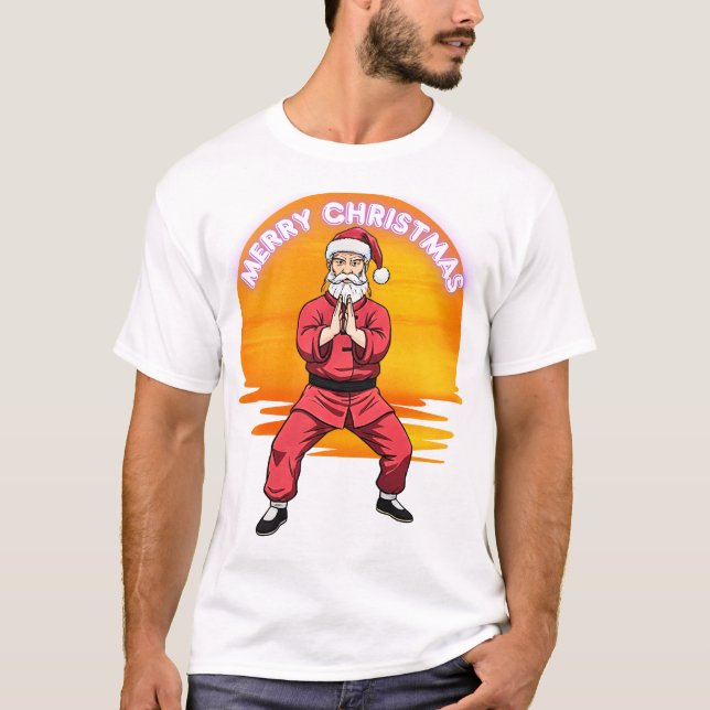 Merry Christmas Martial Arts Santa Kung Fu Wing  T-Shirt (Front)