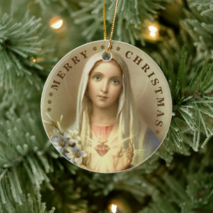 Merry Christmas   Mary virgin   Ceramic Ornament