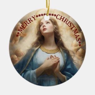 Merry Christmas Mary virgin Ceramic Ornament