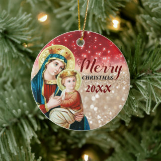 Merry Christmas | Mary virgin | Ceramic Ornament