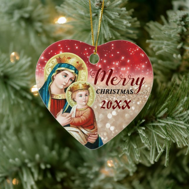 Merry Christmas | Mary virgin | Ceramic Ornament (Tree)