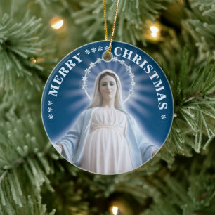 Merry Christmas Mary virgin Ceramic Ornament