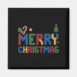 Merry Christmas Master Builder Kids Building Block Magnet