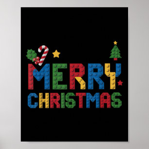 Merry Christmas Master Builder Kids Building Block Poster
