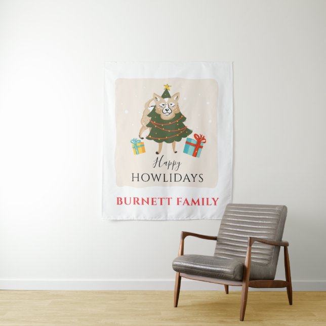Merry Christmas Matching Family Howlidays Pet Tapestry (In Situ)