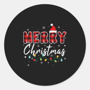 Merry Christmas Matching Family Pajamas Santa Holi Classic Round Sticker