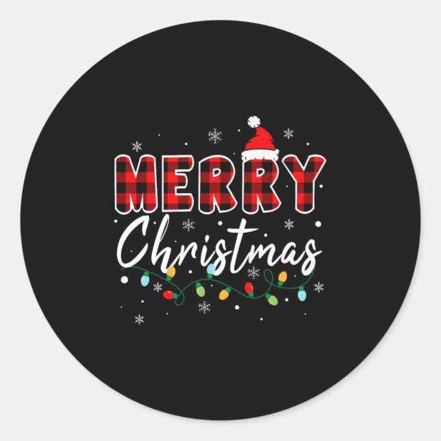 Merry Christmas Matching Family Pajamas Santa Holi Classic Round Sticker (Front)