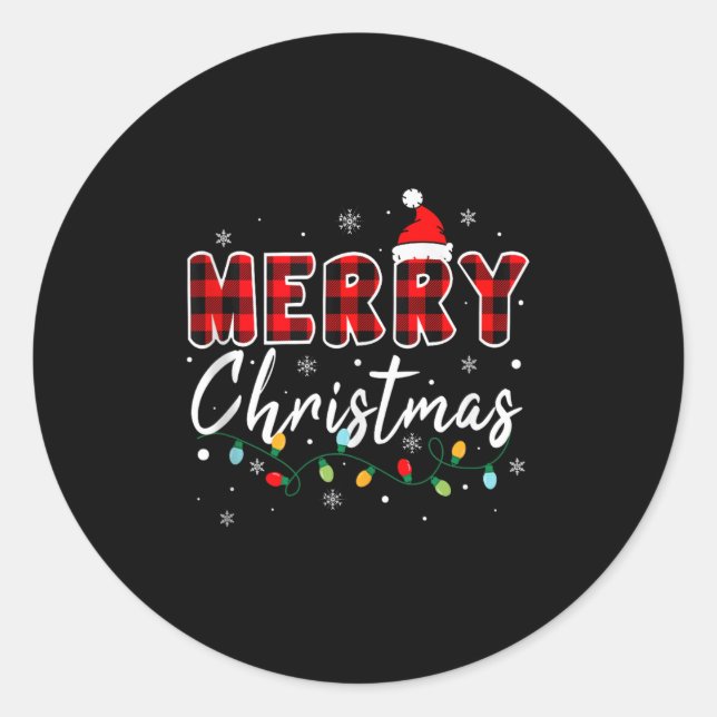 Merry Christmas Matching Family Pajamas Santa Holi Classic Round Sticker (Front)