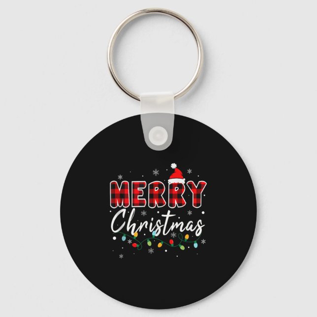 Merry Christmas Matching Family Pajamas Santa Holi Key Ring (Front)