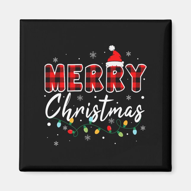 Merry Christmas Matching Family Pajamas Santa Holi Magnet (Front)