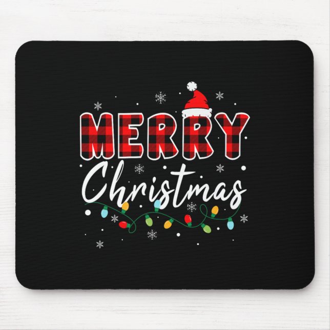Merry Christmas Matching Family Pajamas Santa Holi Mouse Mat (Front)