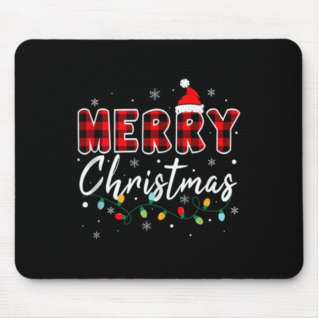 Merry Christmas Matching Family Pajamas Santa Holi Mouse Mat (Front)
