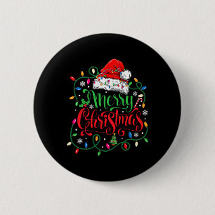 Merry Christmas Matching Family Santa Hat Lights X 6 Cm Round Badge