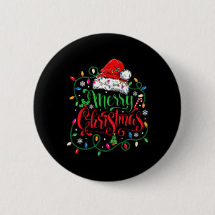 Merry Christmas Matching Family Santa Hat Lights X 6 Cm Round Badge
