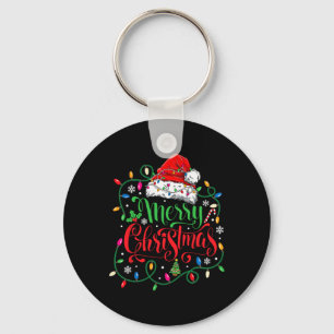 Merry Christmas Matching Family Santa Hat Lights X Key Ring