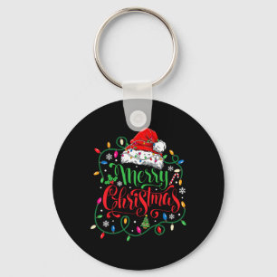 Merry Christmas Matching Family Santa Hat Lights X Key Ring
