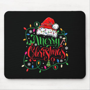Merry Christmas Matching Family Santa Hat Lights X Mouse Mat