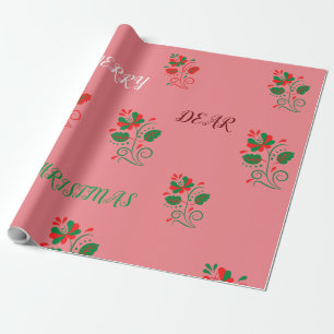 Merry Christmas Matte Pink Wrapping Paper